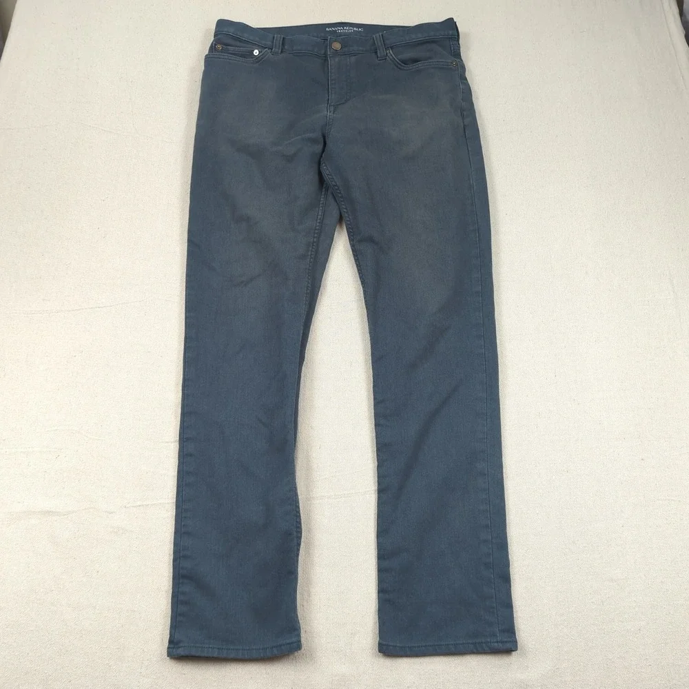 Banana Republic Mens 33x32 Blue Pants Traveler Slim Fit Golf Stretch Casual